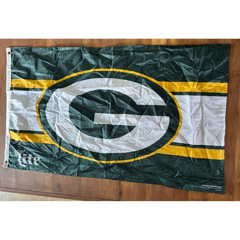 2021 Miller Lite Green Bay Packers Flag Green/White/Yellow 30" x 48"